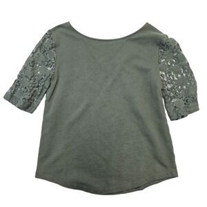 Ann Taylor LOFT Olive Green Lace Sleeve Top Blouse‎ XS